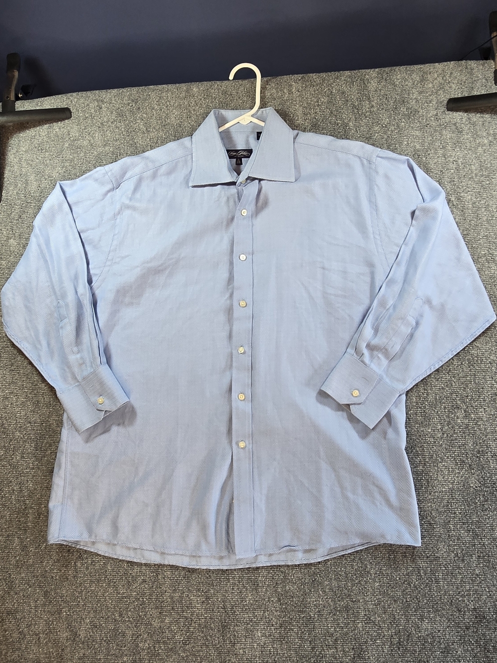 Sean John Light Blue Herringbone Dress Shirt Mens XL Button Front
